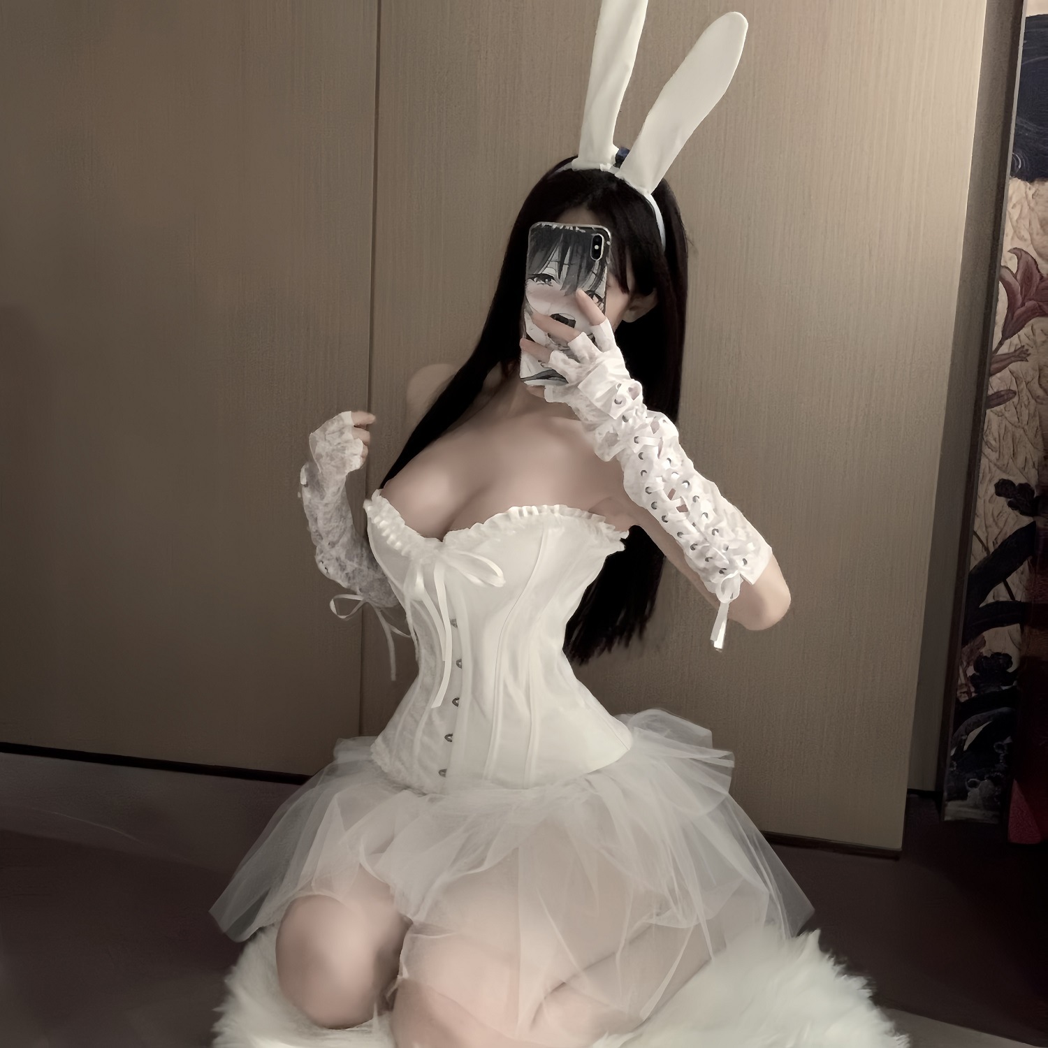 瑰云性感睡裙纯欲束腰马甲胸衣性感修身蕾丝胸衣搭蓬蓬裙制服qqny