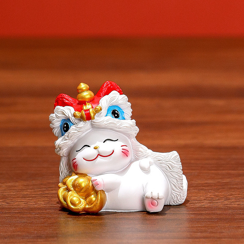 国潮醒狮招财猫玄关家居摆件可爱小猫桌面装饰品乔迁新居开业礼品|undefined