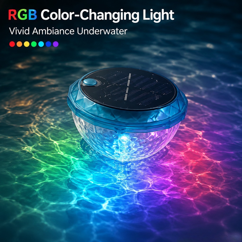 Luz flotante solar RGB colorida lámpara de proyección piscina al aire libre estanque flotante lámpara de agua ambiente de patio