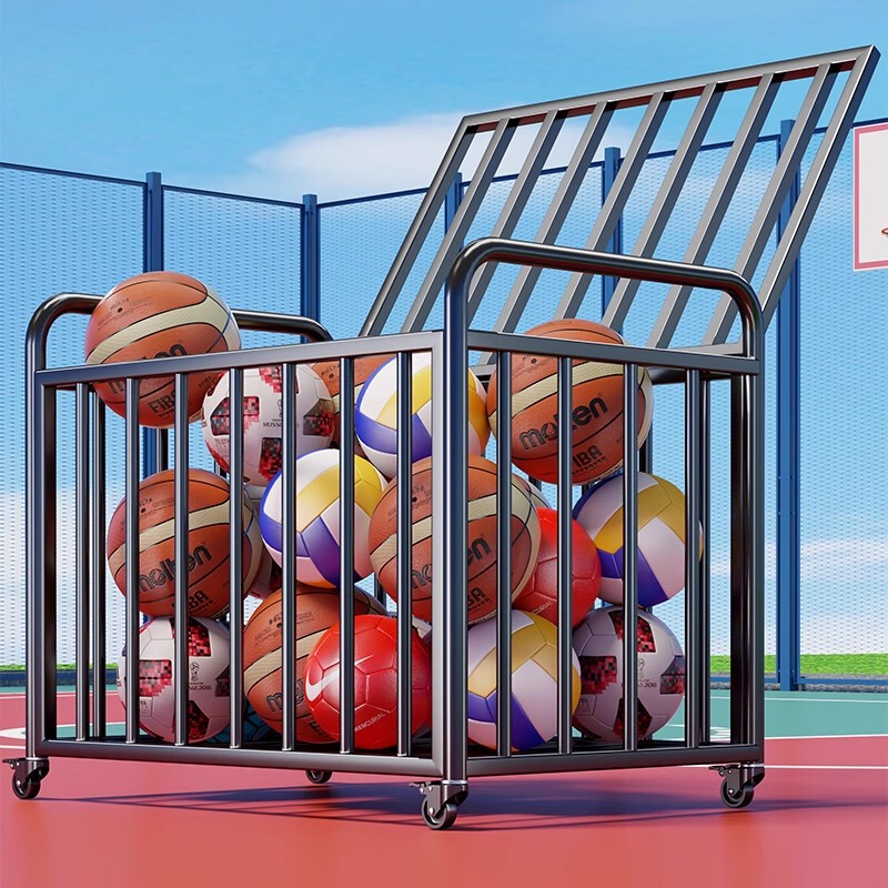 Kindergarten Basketball Storage Basket Large Capacity Outdoor Ball Cart with Cover School Playground Ball Removable Storage Box