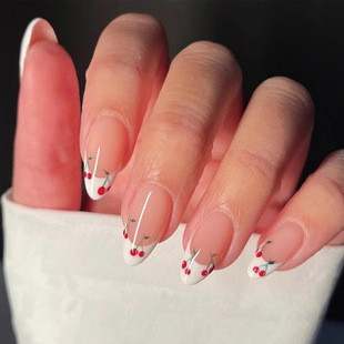 Wearable Manicure French White Edge Manicure Wearable Manicure Finished Wholesale Little Cherry 	 Removable Manicure Nail Pieces Wholesale