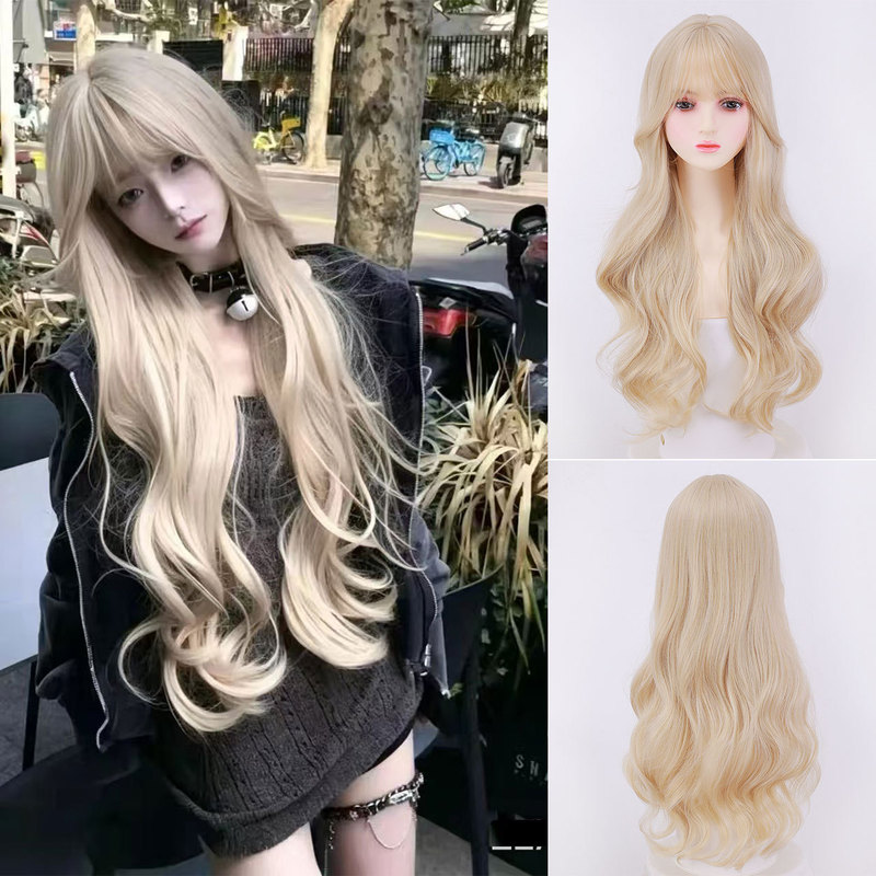 Women's Long Wavy Hair with Bangs, Synthetic Fiber Wig Women's Long Wavy Hair with Bangs, Synthetic Fiber Wig