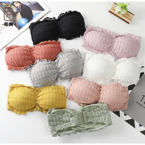 Summer one-word wrap chest lace vest girl student strapless underwear anti-exposure tube top bottoming vest for women