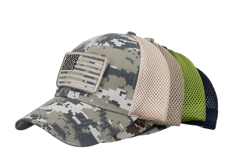 New Hat, American Flag Camouflage Sticker, Embroidered Baseball Cap, Net Cap, Men's Cap, Duck Tongue Cap, Cross-border B688_voghion.com