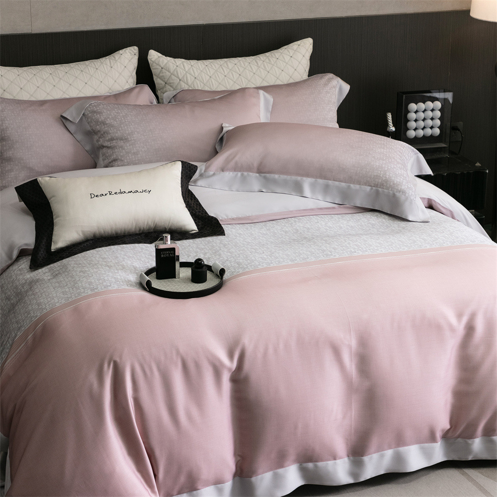 Summer Cool Ice Silk Quilt Cover Comfortable And Breathable! Golden Sun Jade Lyocell Printed Four-Piece Set High-End Cool-Touch Tencel Duvet Cove_voghion.com