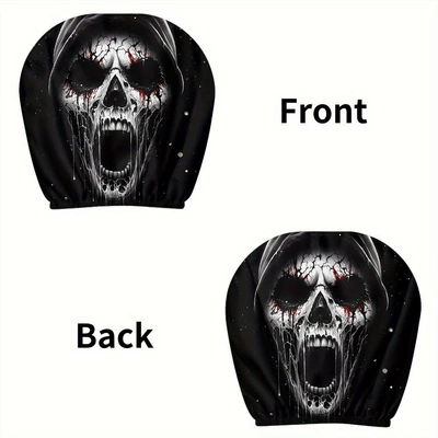 Elastic Universal Horror Car Dust Cover – Sürətlər qutusu və əl tormozu başlıqları - 2-pieces-of-double-sided-printing-2525cm-ct-blood-eyes-open-mouth-skull