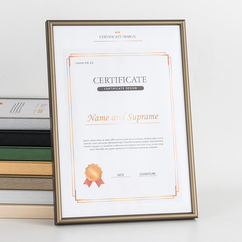 Arc aluminum alloy certificate photo frame wall-mounted decoration A3 original business license frame a4 protective cover license frame