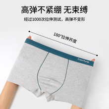 男士纯棉平角内裤时尚撞色腰带字母印花石墨烯抑菌裆部四角裤短裤