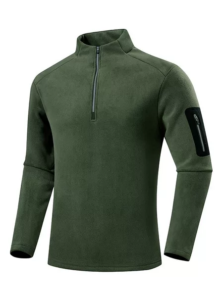 Cross-Border Men's Double-Sided Fleece Sweatshirt, New Autumn and Winter Half-Zip Warm Long-Sleeve T-Shirt, Versatile Men's Style