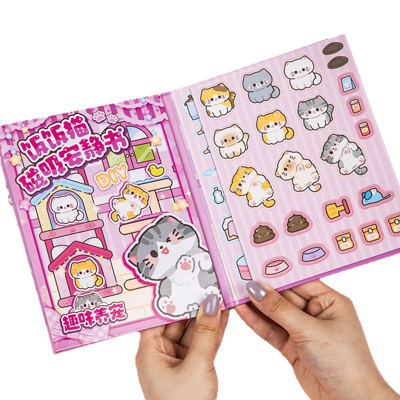 新しいご飯猫磁気静かな本は手作りdiy猫ペット女の子六一子供の日プレゼントを裁断しない