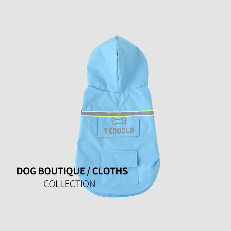 Cross-border new pet clothes, dog reflective raincoat, pocket design waterproof biped clothing wholesale