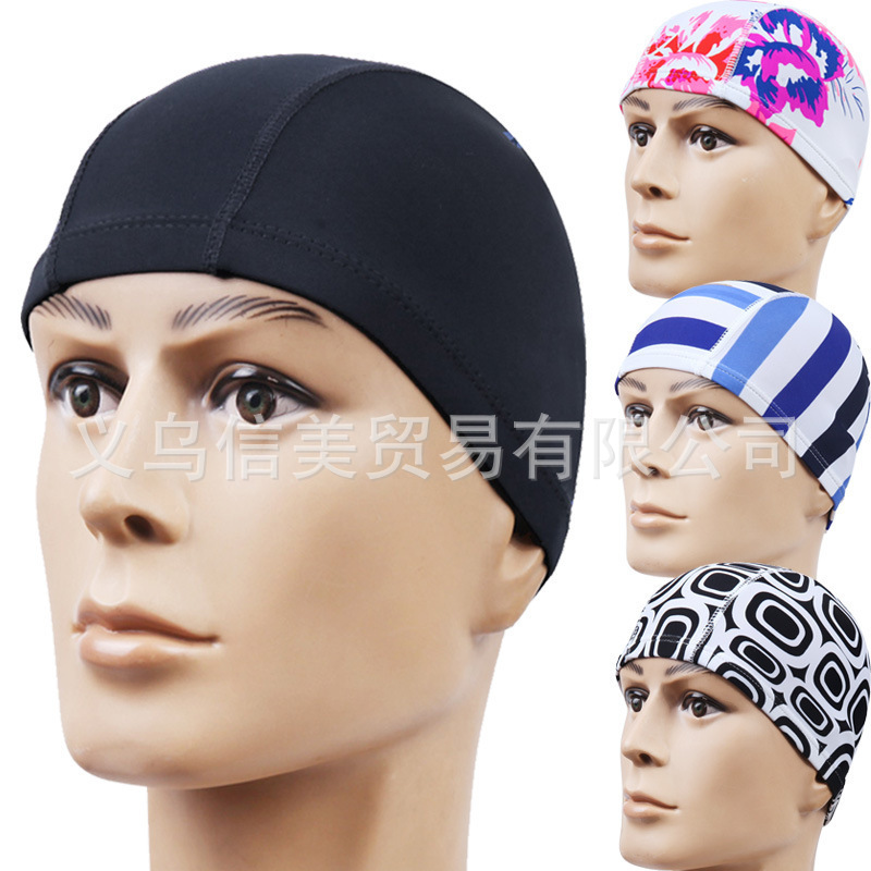 Cheap Promotion Cloth cap bathing cap Decor black comfortable Le head adult hot spring men and women nylon Swimming cap