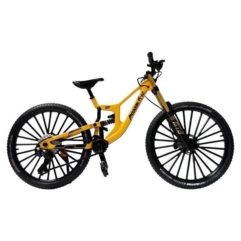 Modelo de bicicleta de aleación de amortiguación delantera y trasera, bicicleta de montaña de cola suave, mini bicicleta, adornos, juguetes, modelo de bicicleta