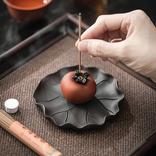 Persimmon Incense Holder Base Incense Burner Home Indoor Agarwood Ceramic Sandalwood Incense Tray Incense Holder Incense Plate
