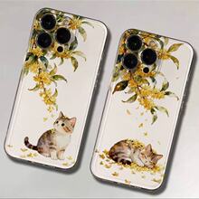 桂花小猫适用苹果17手机壳iphone16promax简约13防摔15pro全包14