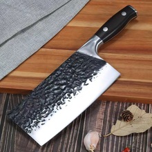 德国钢材斩切刀 不锈钢切肉切菜砍骨刀具 锤纹锻打刀菜刀批发阳江