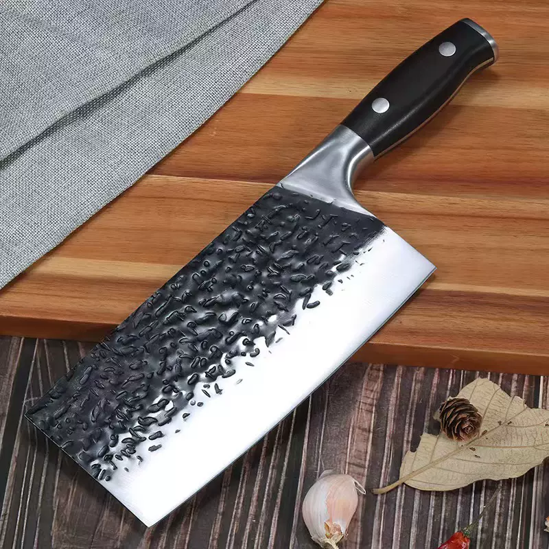 德国钢材斩切刀 不锈钢切肉切菜砍骨刀具 锤纹锻打刀菜刀批发阳江