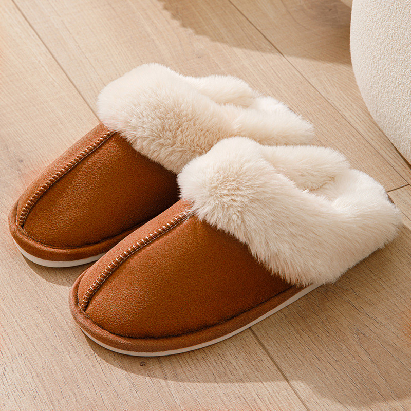 Zapatillas peludas para el hogar, parte inferior antideslizante de TPR, zapatillas peludas modernas y sencillas, zapatillas de algodón para mujer