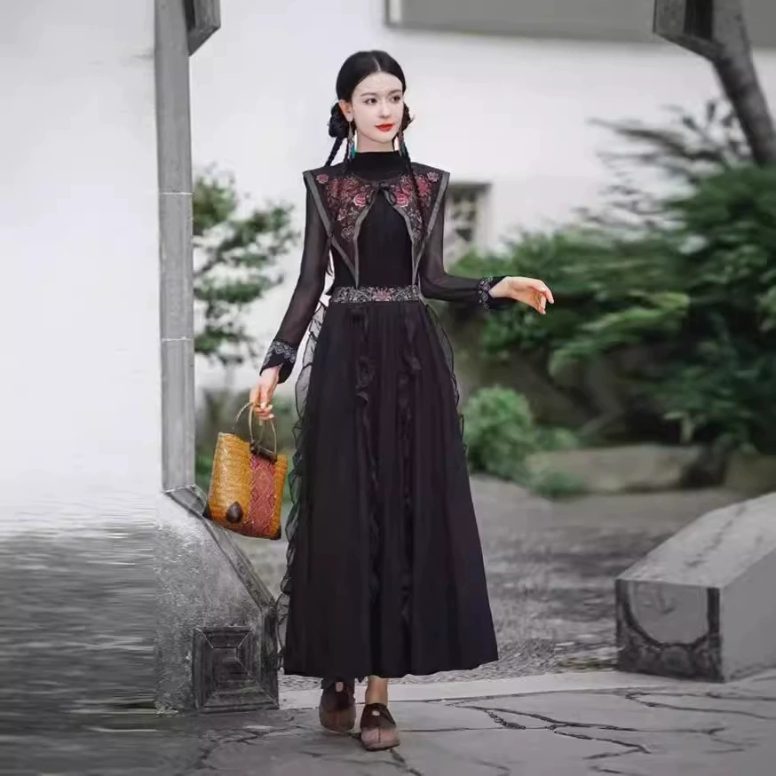 Четыре сезона дикого национального стиля женской одежды новый китайский стиль ретро вышитые облака плечи дикий плащ платок короткий внешний вид