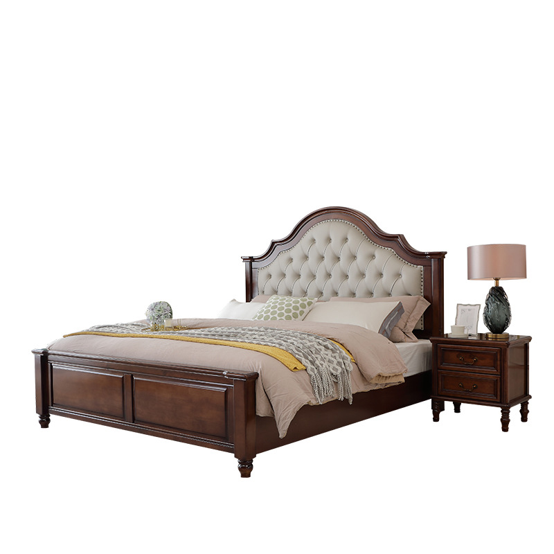 美式实木床1.5米双人床1.8米欧式气压高箱储物床真皮软靠主卧1.2m