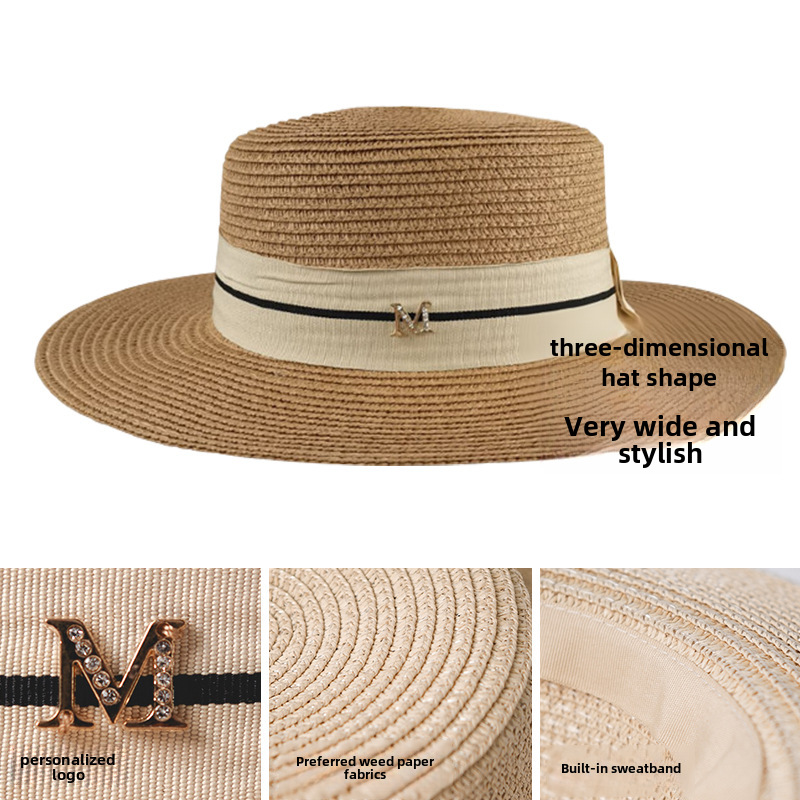 Gå till blåsiga platser Liu Yifei samma stil hatt Xu rödbönshalmhatt solskyddshatt damfiskarhatt solskyddshatt_voghion.com