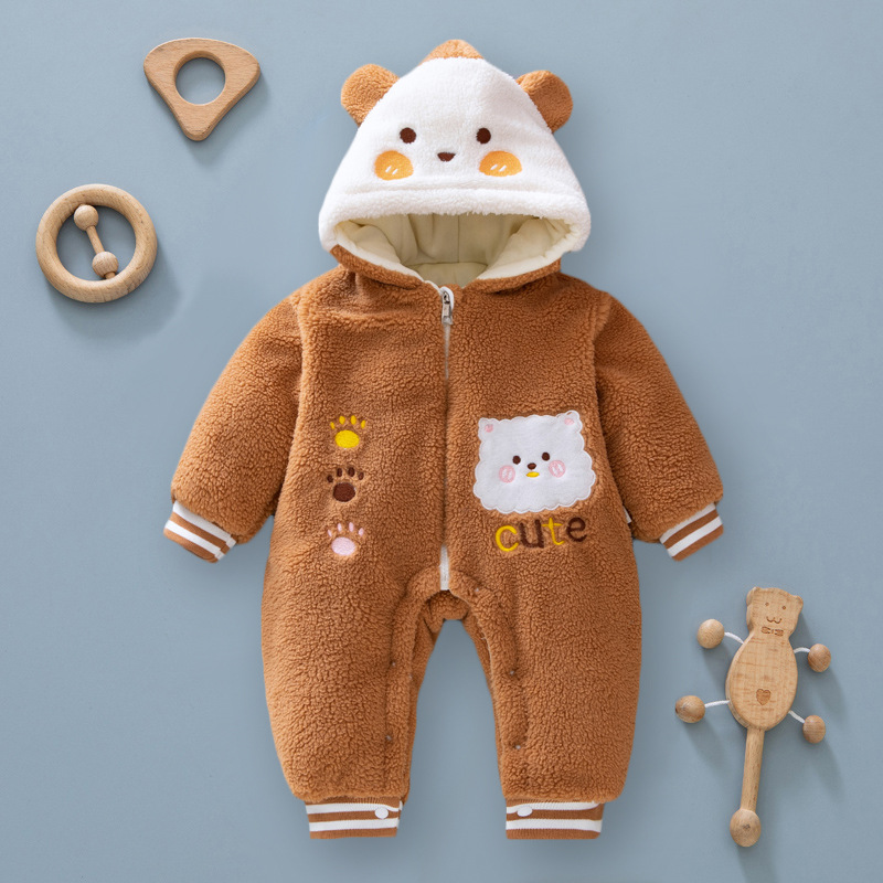 Ropa de invierno para bebés mameluco engrosado recién nacido mono con forro polar cálido masculino y femenino bebé mameluco Otoño e Invierno ropa