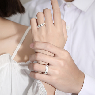 [14000 People Praise] 999 Sterling Silver Couple Ring A Pair of Stars for Men and Women