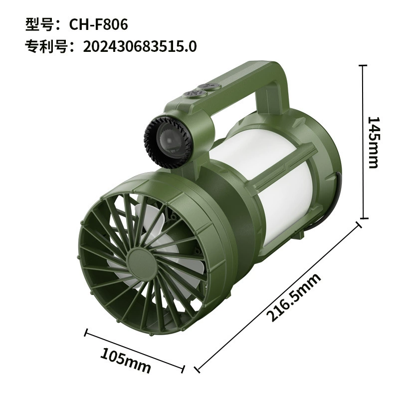 Новый многофункциональный портативный вентилятор, аварийный прожектор, сильный свет, кемпинг, патруль, рыбалка, атмосферный свет