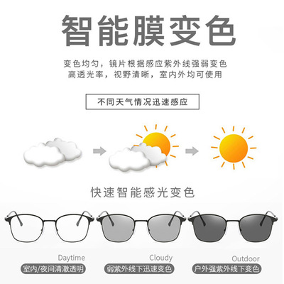 新款素颜风方框眼镜框架金属复古全框眉毛架变色眼镜防蓝光眼镜女