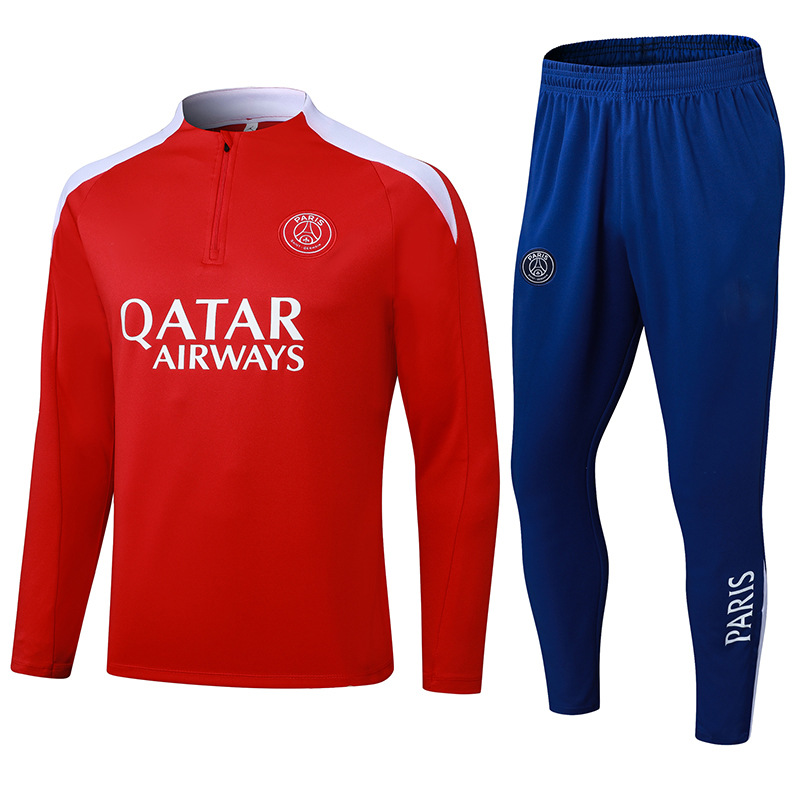 Uniformes de fútbol de otoño e invierno de Paris Messi Mbappe, uniformes de entrenamiento rojos y negros de Liverpool Barcelona, versión jugador Bol.