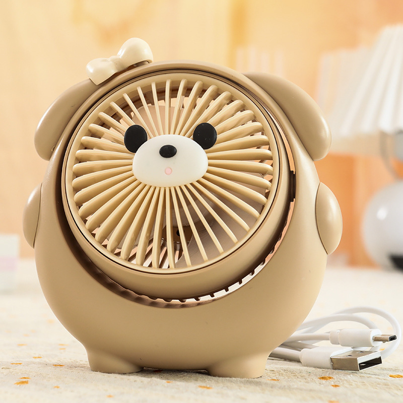 新型萌え犬かわいい扇風機USB充電三段角度調整デスクトップベッド家庭用手持ち扇風機|undefined