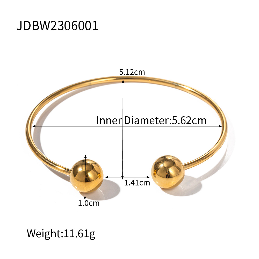 2023 nuevo estilo de moda celebridad en línea INS diseño 18K chapado en oro de acero inoxidable bola abierta pulsera joyería al por mayor