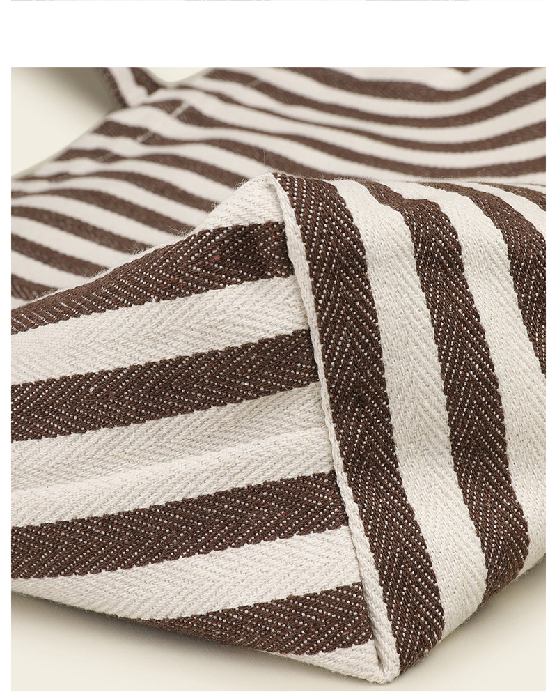 Contrast Stripe Canvas Open Shoulder Tote Bag 8
