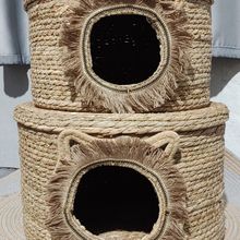 猫别墅宠物猫窝猫咪产房宠物狗窝带盖四季通用天然蒲草材质安全