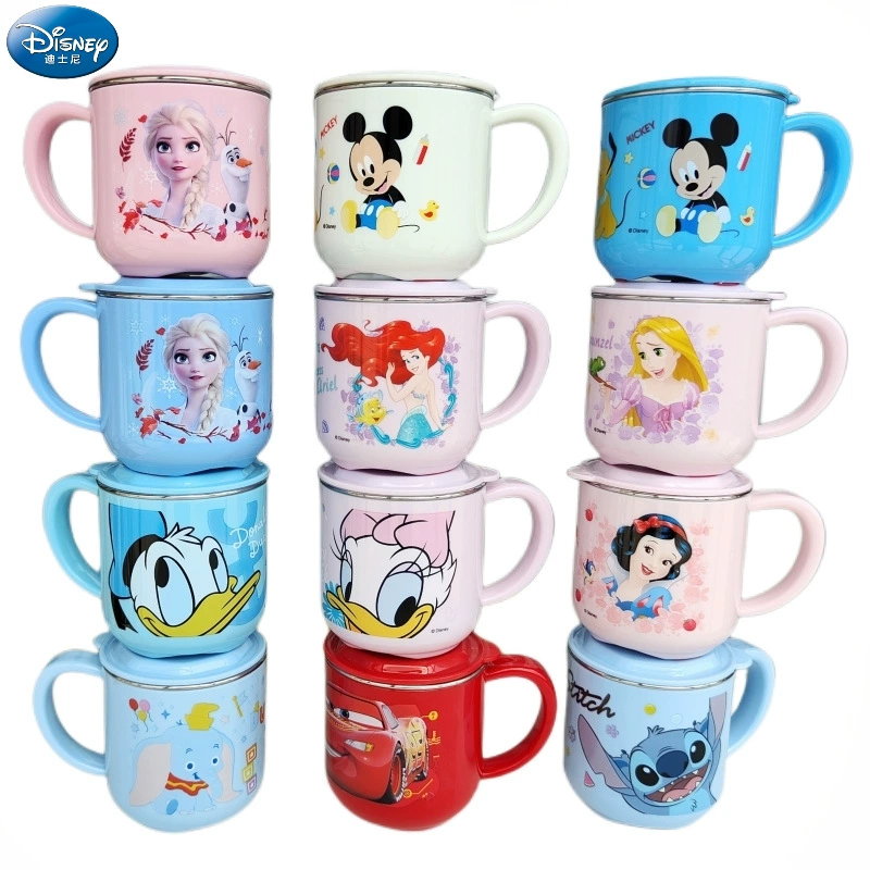 Disney, детская мультяшная двухслойная разборная посуда со стеклом из нержавеющей стали