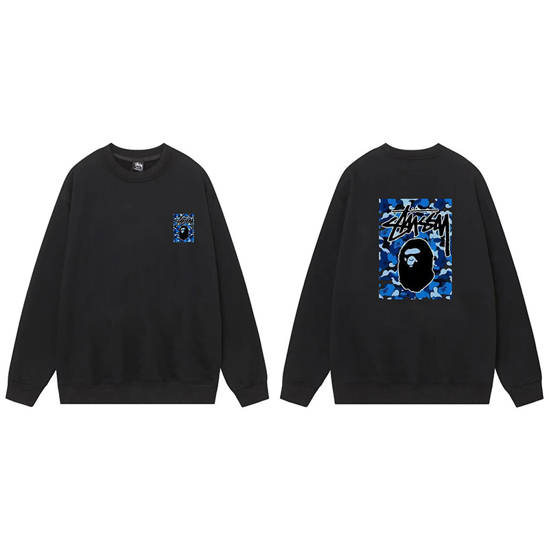 Stussy 斯图西秋冬美式卫衣男女经典字母印花黑8骰子长袖圆领外套|undefined
