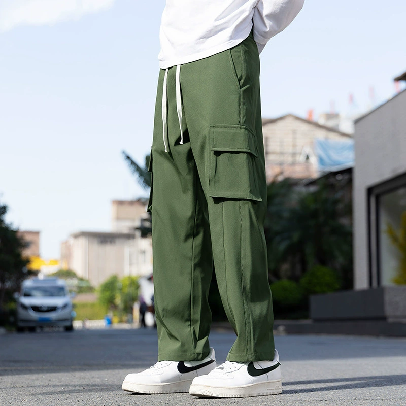 2024 плюс размер весенние приливные брюки ручной работы мужской корейской версии свободных прямых брюк ins тренд прямой логотип