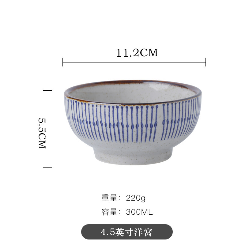 Tazón de arroz Vajilla retro japonesa Juego de platos creativos Tazón de arroz de cerámica para el hogar Tazón de fideos Tazón de sopa Plato de verduras Plato de pescado