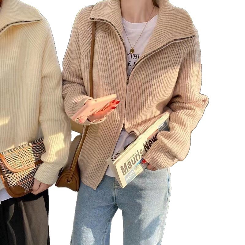 针织开衫毛衣外套女洋气宽松休闲百搭外穿上衣潮秋冬新款时尚韩版|undefined
