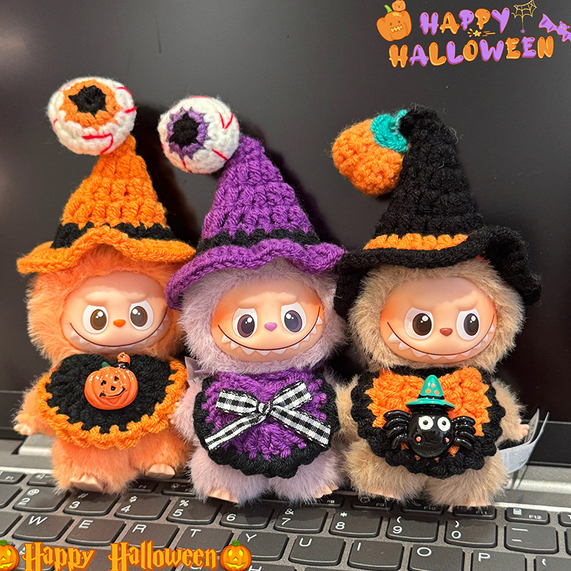 Labubu 4.0 Halloween Doll Clothes Fourth Generation Doll Saliva Towel Knitted Hat Halloween Decoration Cute and Super Cute Labubu 4.0 Halloween Doll Clothes Fourth Generation Doll Saliva Towel Knitted Hat Halloween Decoration Cute and Super Cute