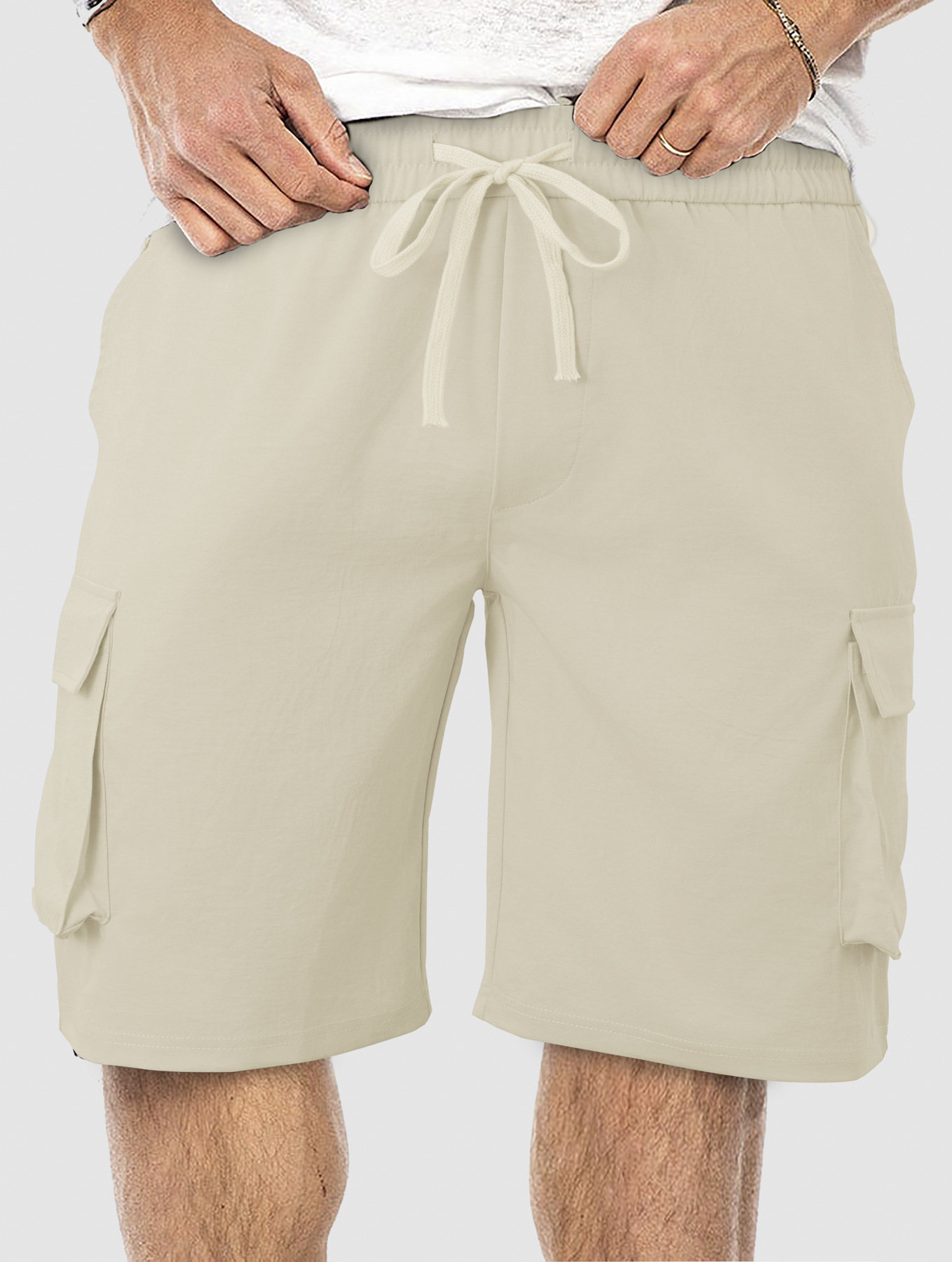 Pantalones cortos de verano europeos y americanos transfronterizos para hombres, fáciles de piel y transpirables, herramientas sueltas, pantalones cortos de playa casuales de cinco puntos con múltiples bolsillos