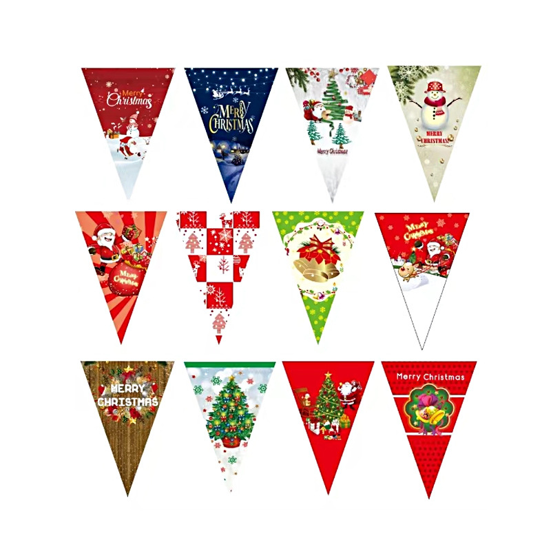 Feliz Año Nuevo Bandera Triangular Celebrando el Festival de Primavera Bandera Fiesta de Actividad Escena Decoración Disposición de Bandera de cadena