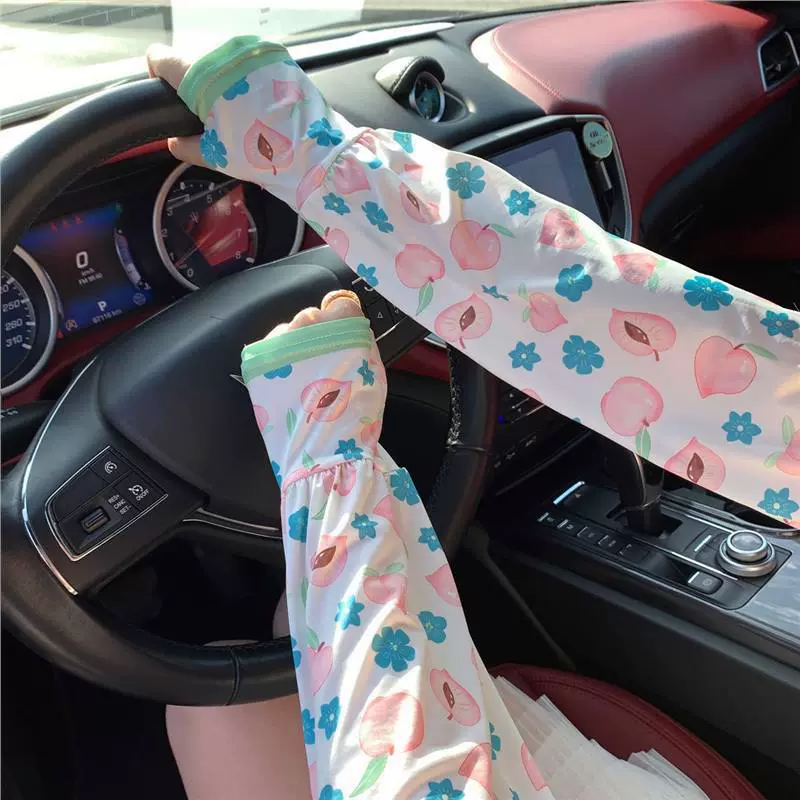 Шелковисто-тонкие дышащие защитные рукава для путешествий, рукава-перчатки, цветочный принт, оверсайз