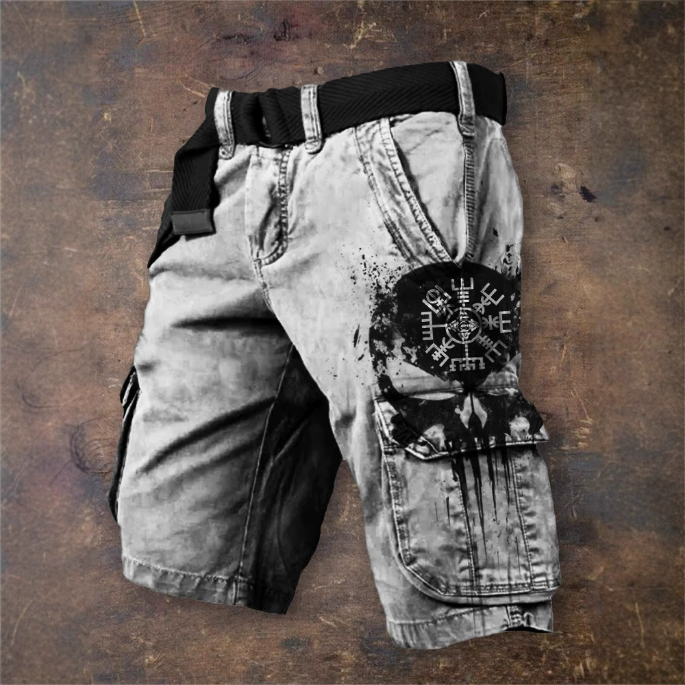 2025 независимая станция Amazon новые европейские и американские модные шорты с 3D цифровой печатью на Хэллоуин, мужские брюки на молнии