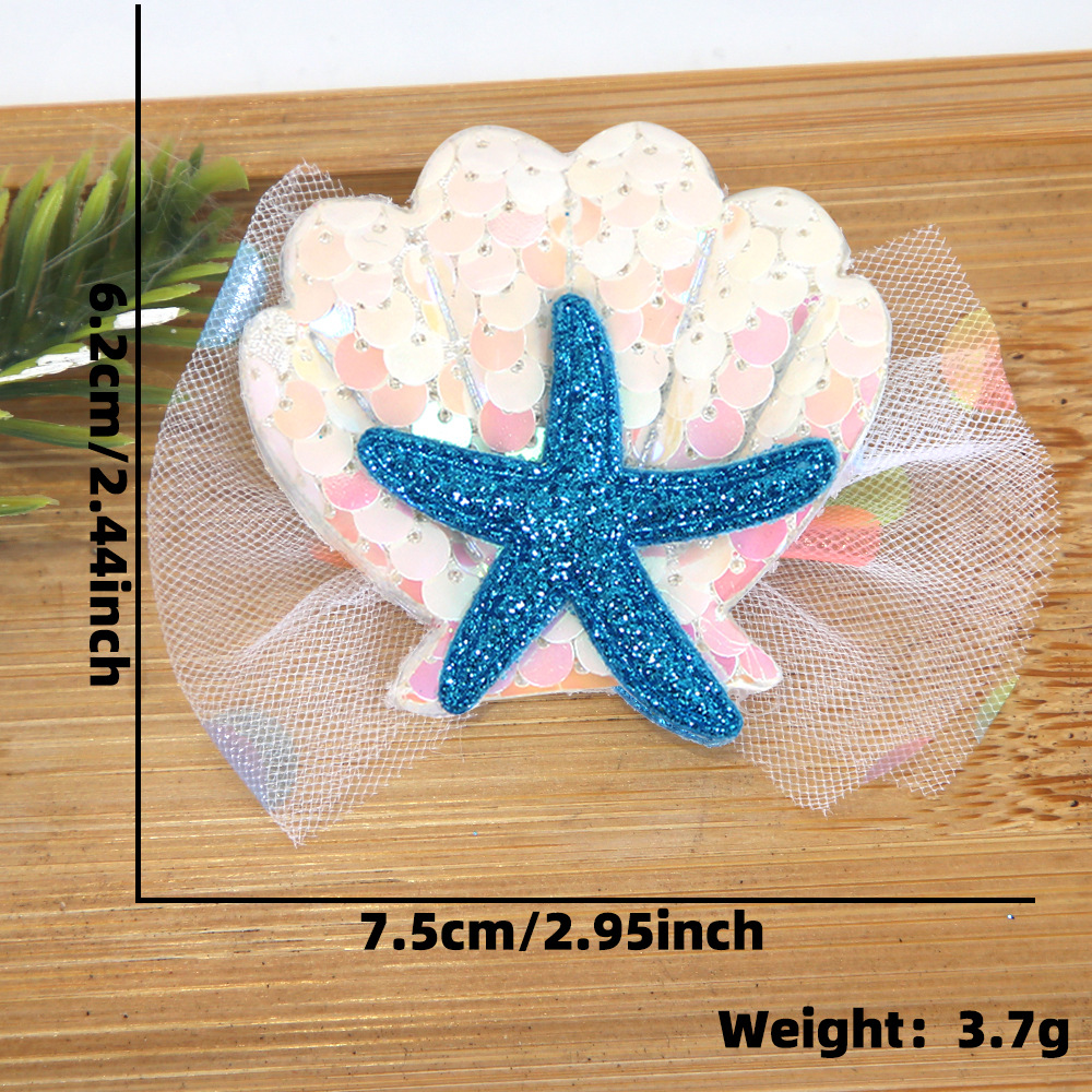 Cartoon shell starfish clip de pelo tema mar decoración de fiesta de cumpleaños clip de pelo borde clip de sequela clip de pelo