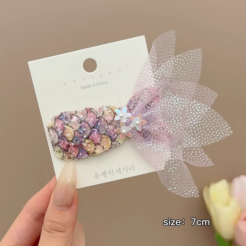 Clips de cabello de cola de sirena brillante para niños frente lateral frangeo clips de cabello rotos clips de cabello de princesa de niña