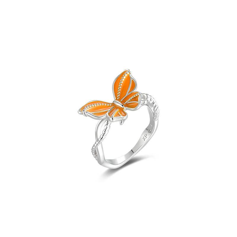 Xuping serie de goteo naranja mariposa anillo de aleación de cobre chapado blanco nicho de lujo ligero pulsero de lujo al por mayor mujeres