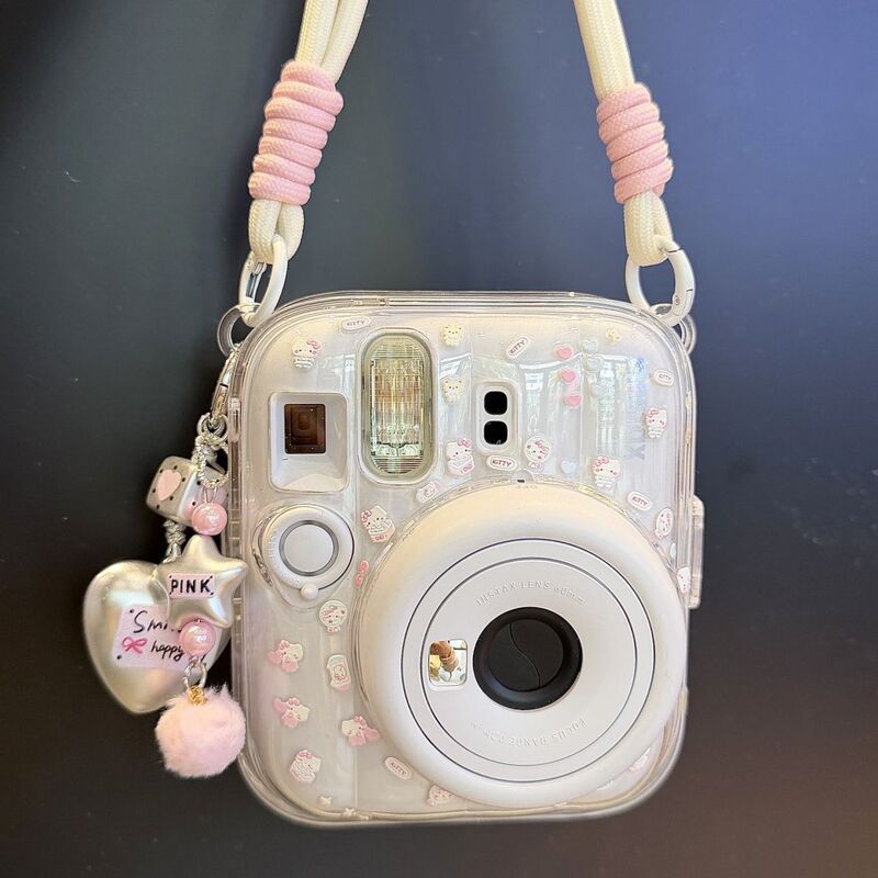 Mini13 Transparent Case Instax Crystal Hard Shell Camera Protective Case Chain