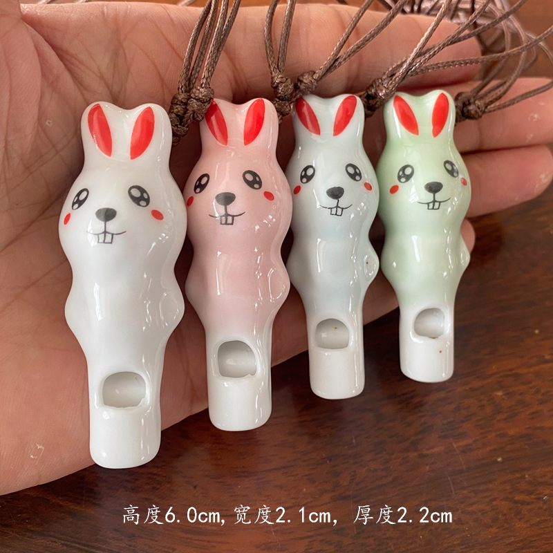 컬러 유약 휘파람-토끼