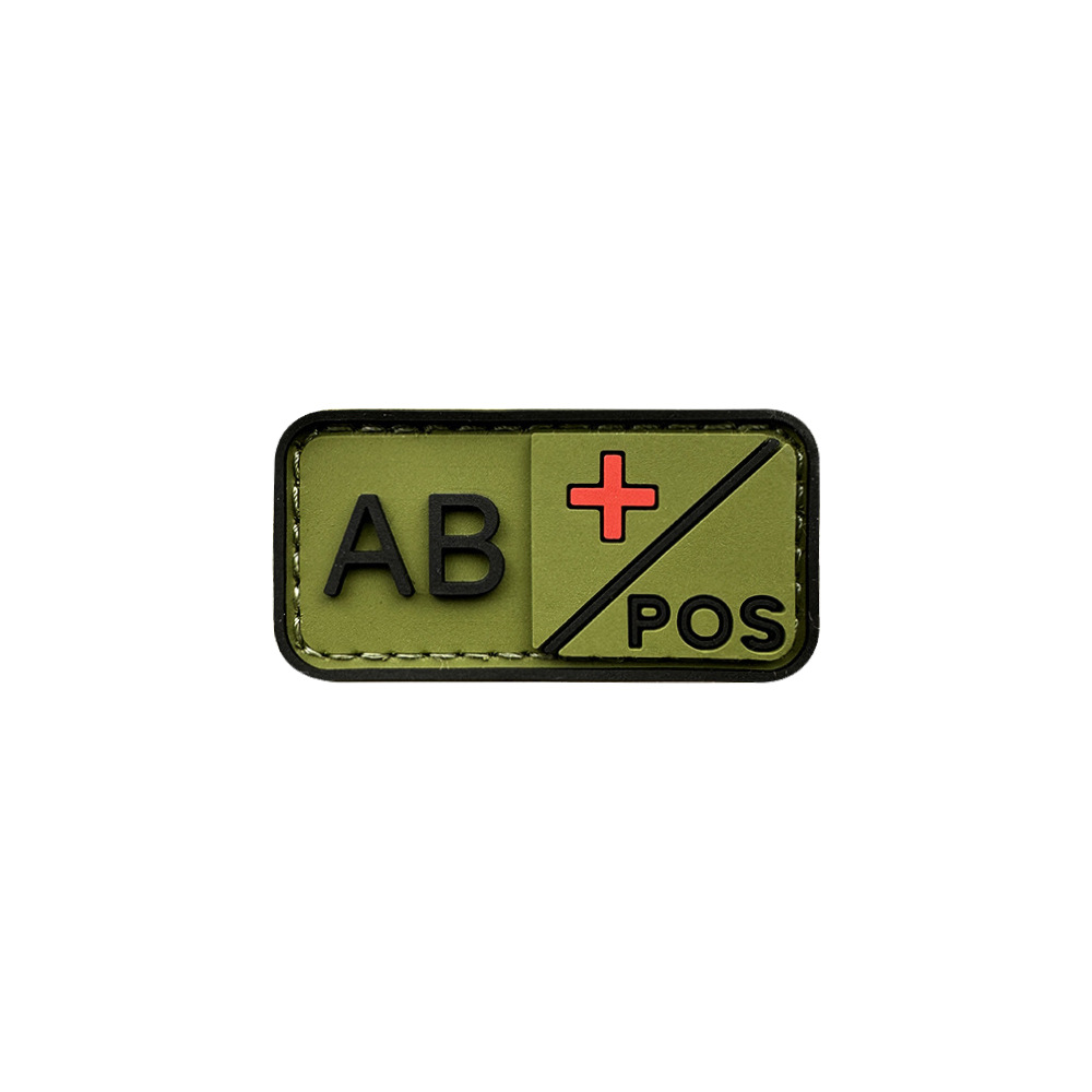 PVC de goma suave tipo de sangre tira de identificación táctica de Velcro 3D Parche de goma A AB O B + POS capítulo de tipo de sangre en stock